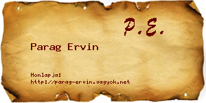 Parag Ervin névjegykártya